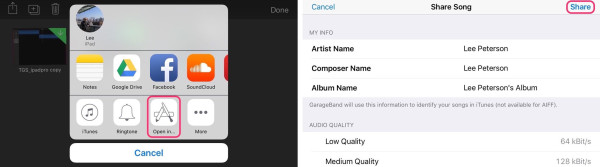 How to share files from GarageBand to Google Drive