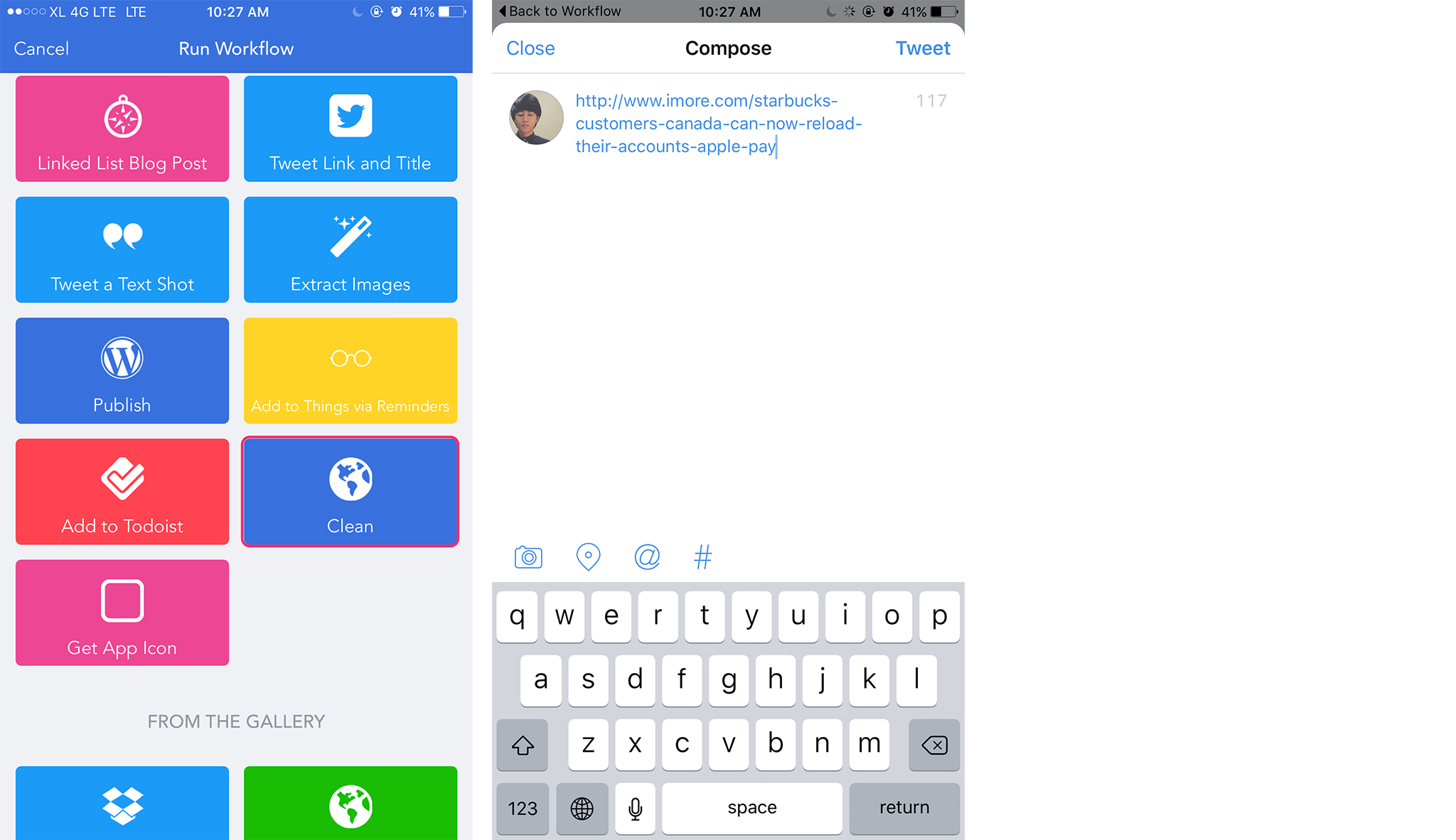 How to clean up and expand shortened URL using Workflow