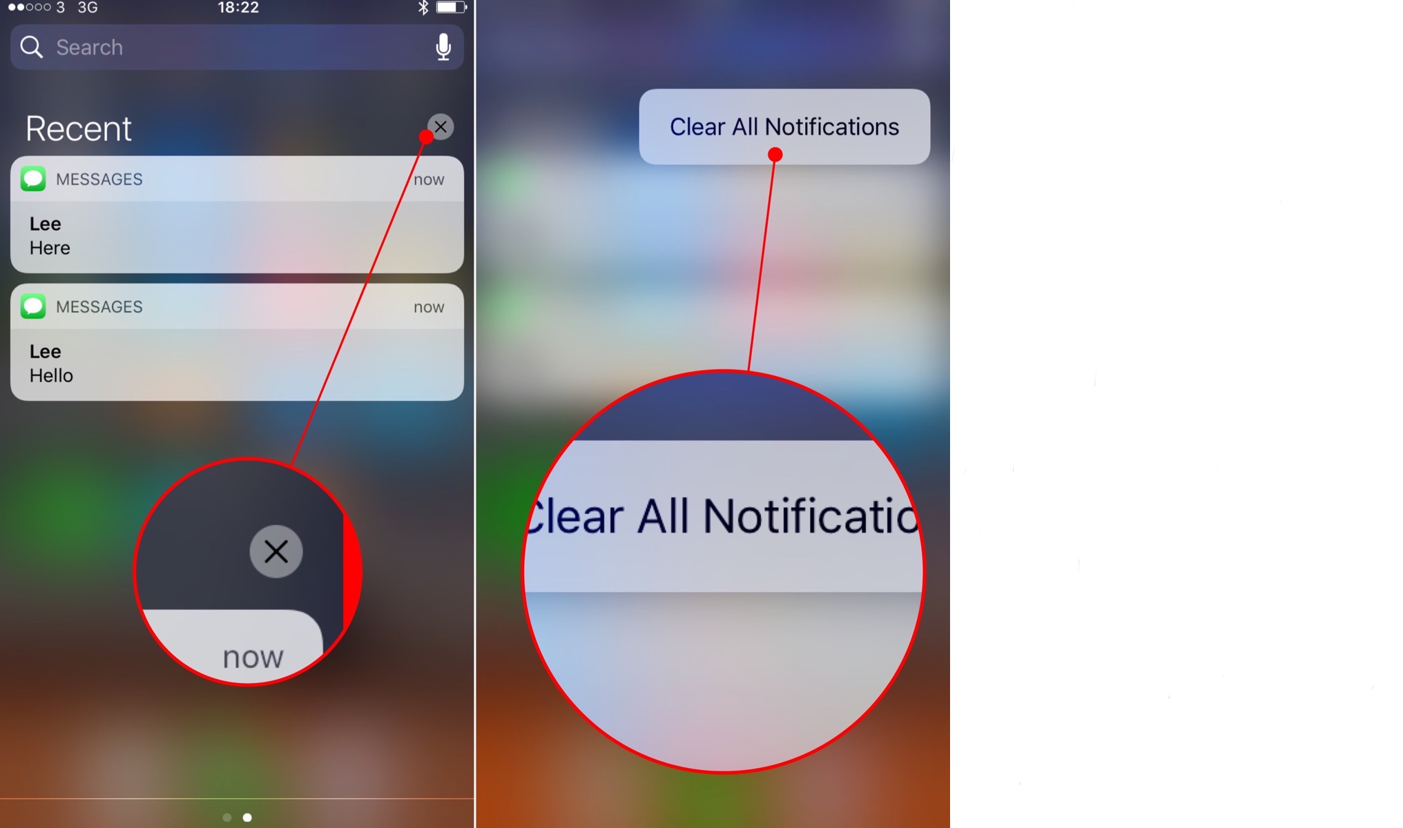 how to dismiss all notifications using 3d touch in ios 10