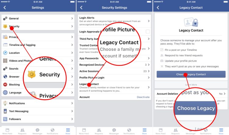how to add a legacy contact to facebook