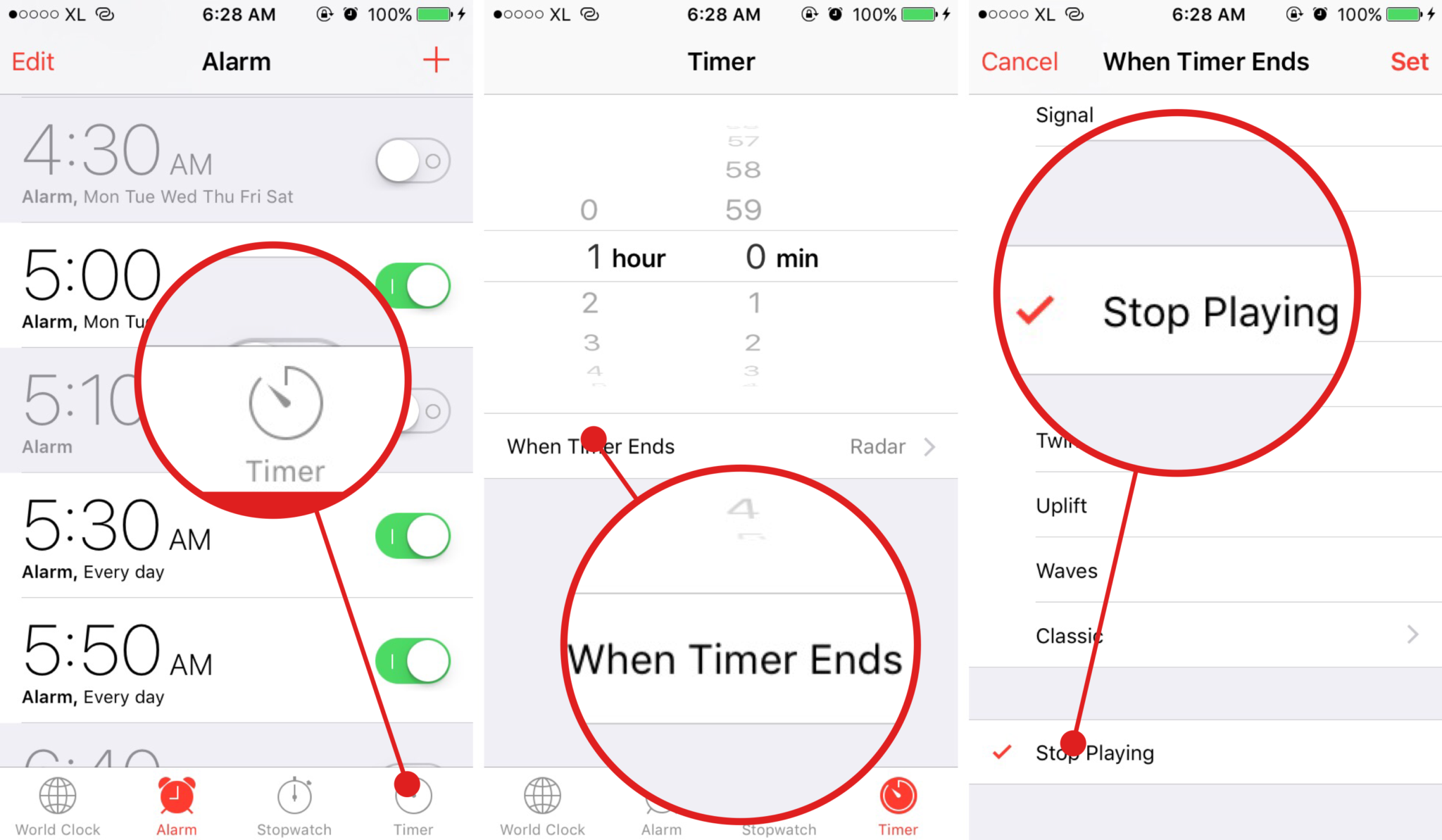 How to set timer for played songs using Clock app on iPhone