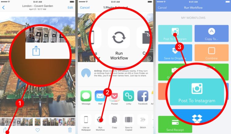 How to create an Instagram Share extension with Workflow