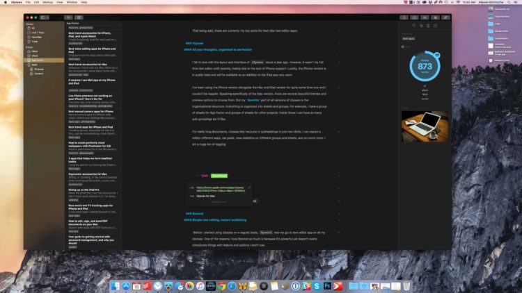 Best Mac text editor apps: Ulysses
